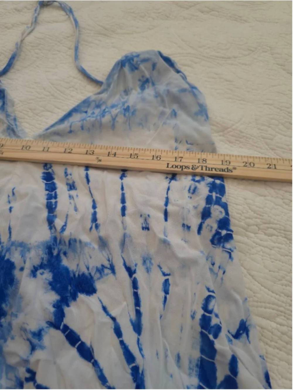 Made In Bali Blue White Tie-Dye Halter Coverup Dress One-size Asymmetrical Hem